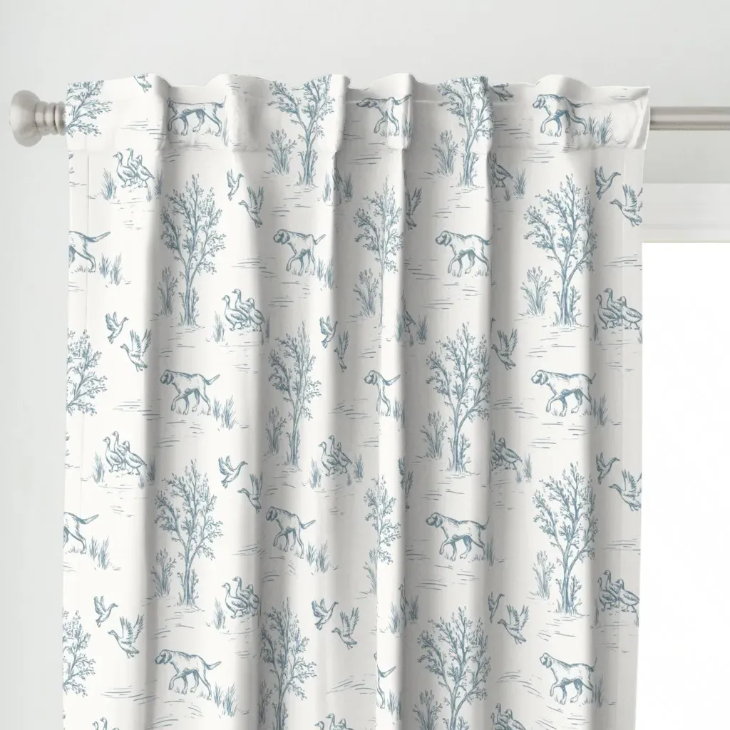 Rustic Hunting Toile De Curtain Panel - Blue alternate view