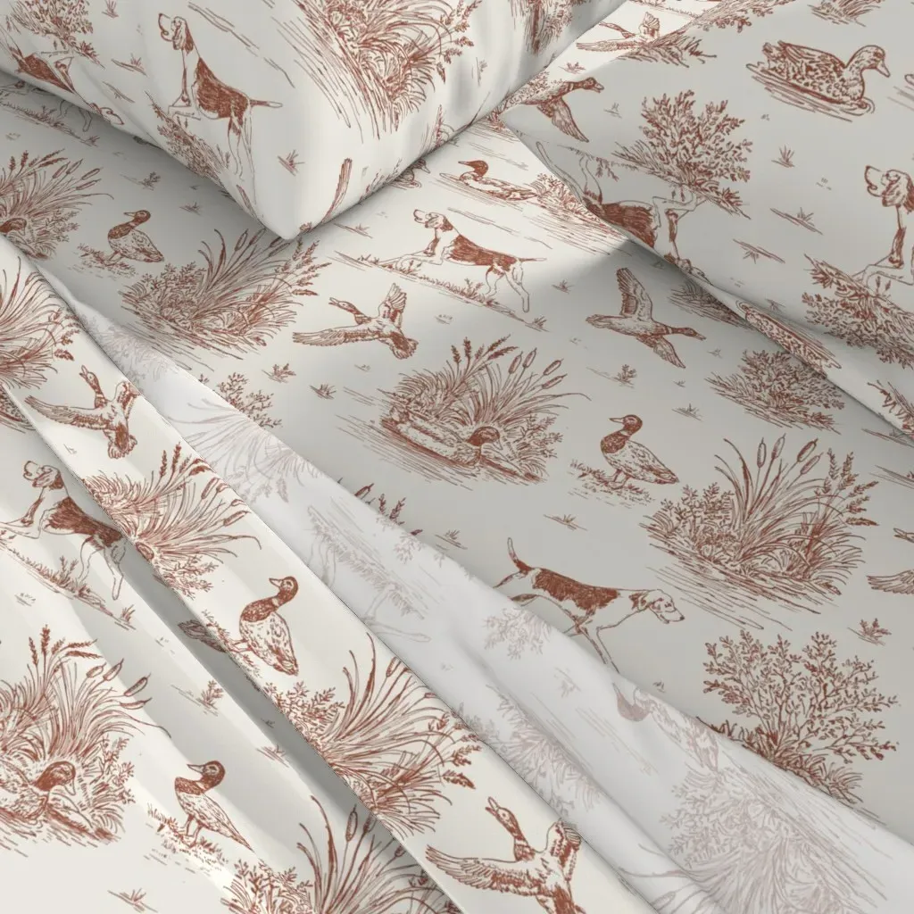 Rustic Hunting Toile De Jouy Queen Sheet Set - Brown alternate view