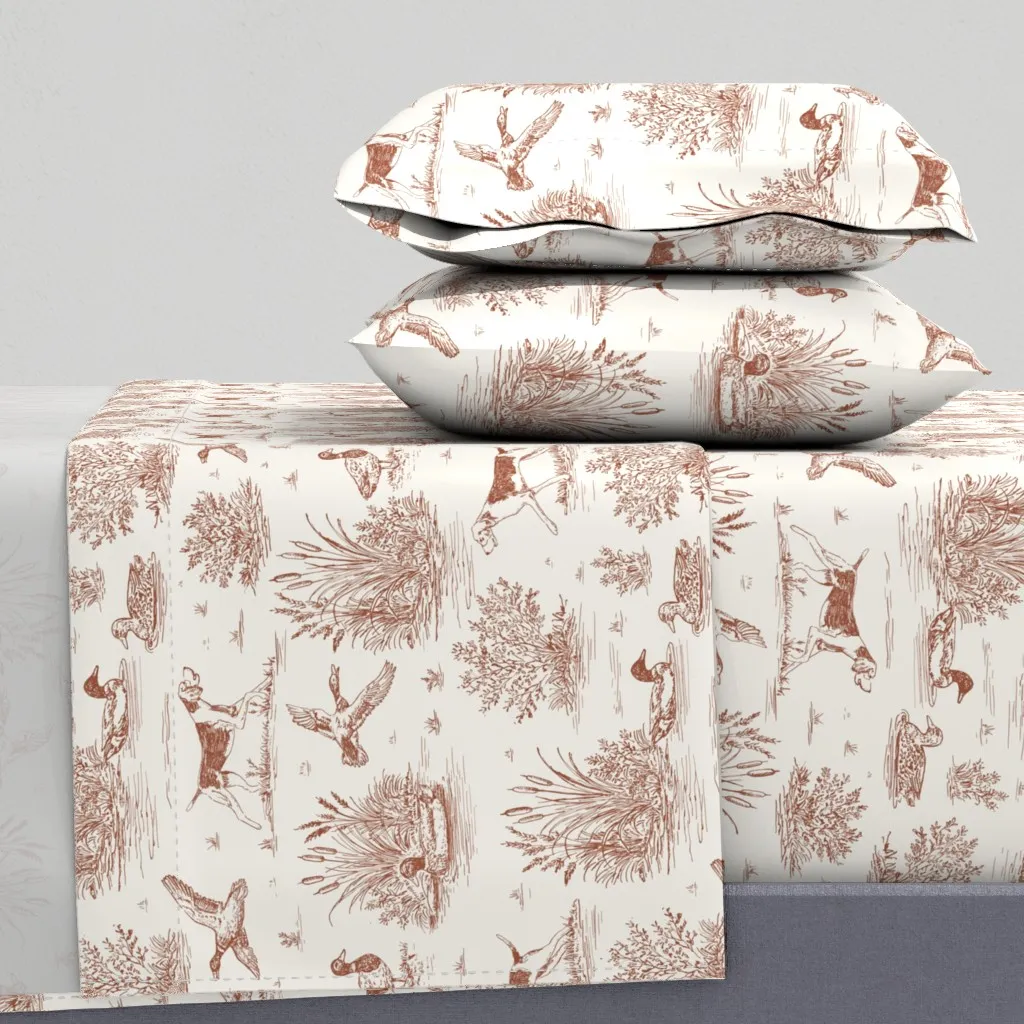 Rustic Hunting Toile De Jouy Queen Sheet Set - Brown product