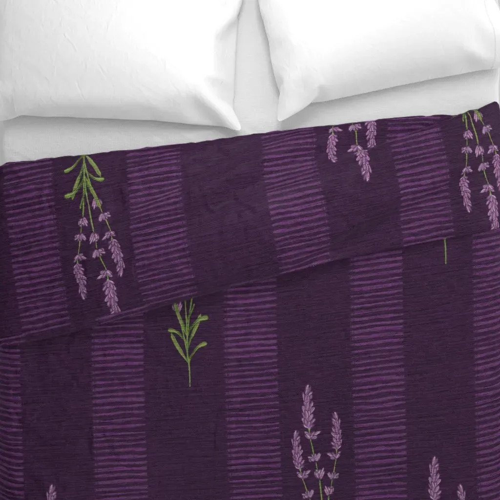 Rustic Lavender Stripes Duvet Cover - Purple alternate view