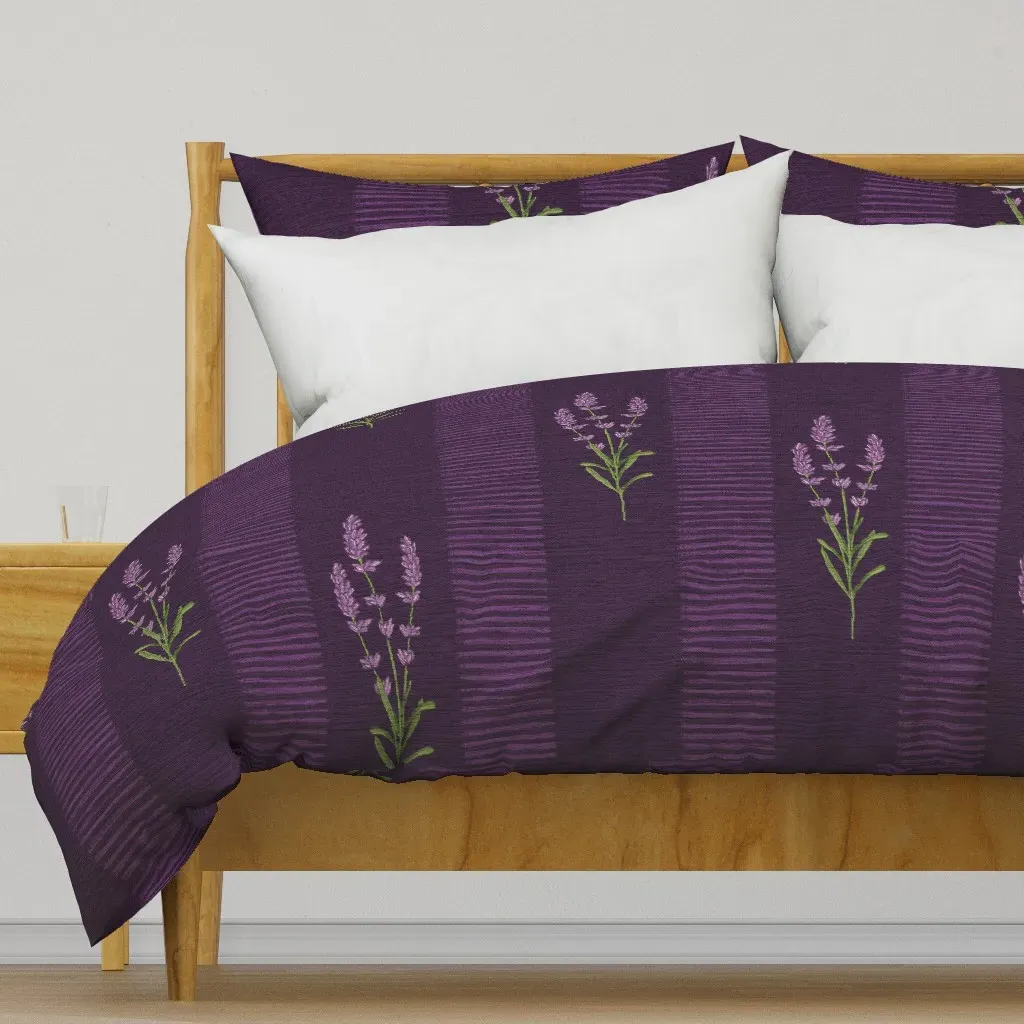 Rustic Lavender Stripes Duvet Cover - Purple product