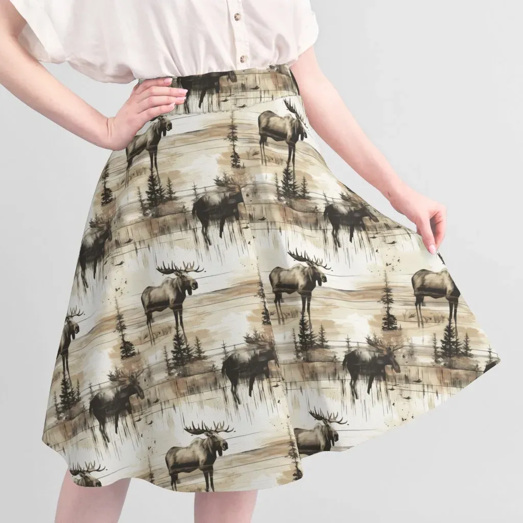 Rustic Moose Distressed Barnwood Print Fabric - Beige alternate view