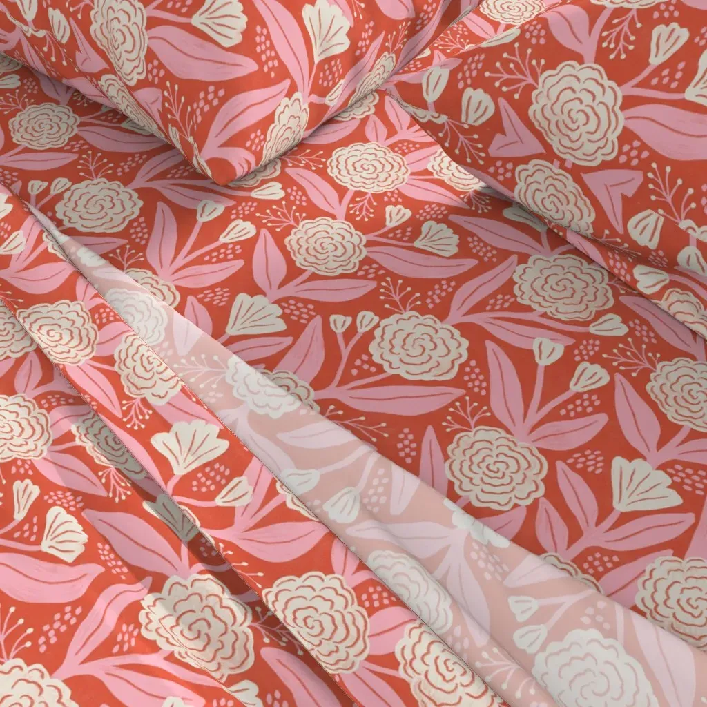Rustic Painterly Textured Roses Full Sheet Set - Pink alternate view
