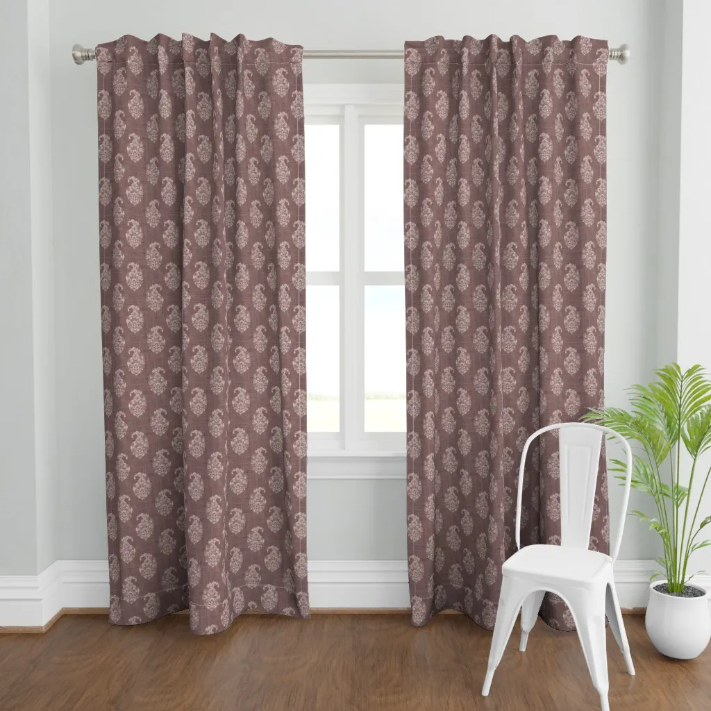 Rustic Paisley Block Curtain Panel - Beige product