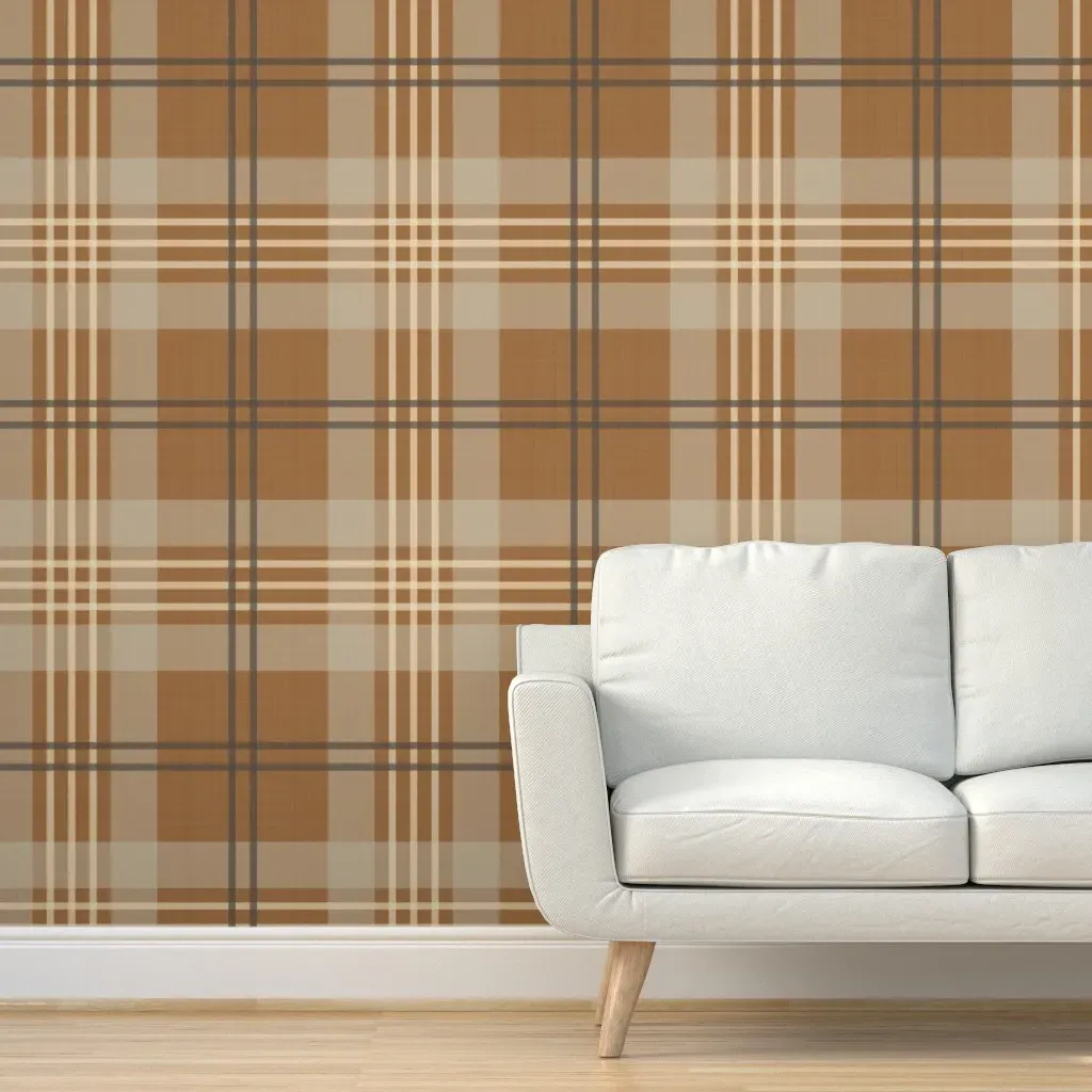 Rustic Plaid Earthy Woodland Retreat Peel and Stick Wallpaper - Brown product