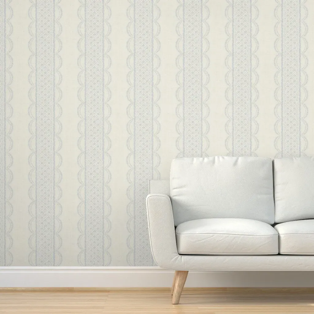 Rustic Scallop Stripe Peel and Stick Wallpaper - Moonlight & Ivory product