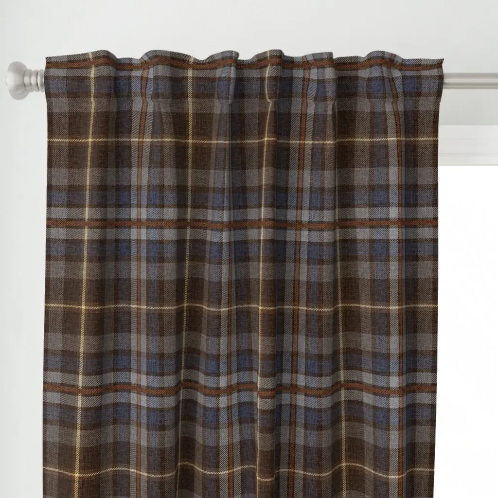 Rustic Tartan Curtain Panel - Brown alternate view