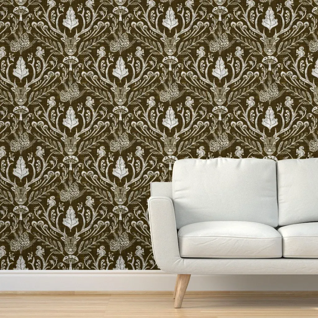Rustic Woodland Cabin Core Peel and Stick Wallpaper - Olive Green product