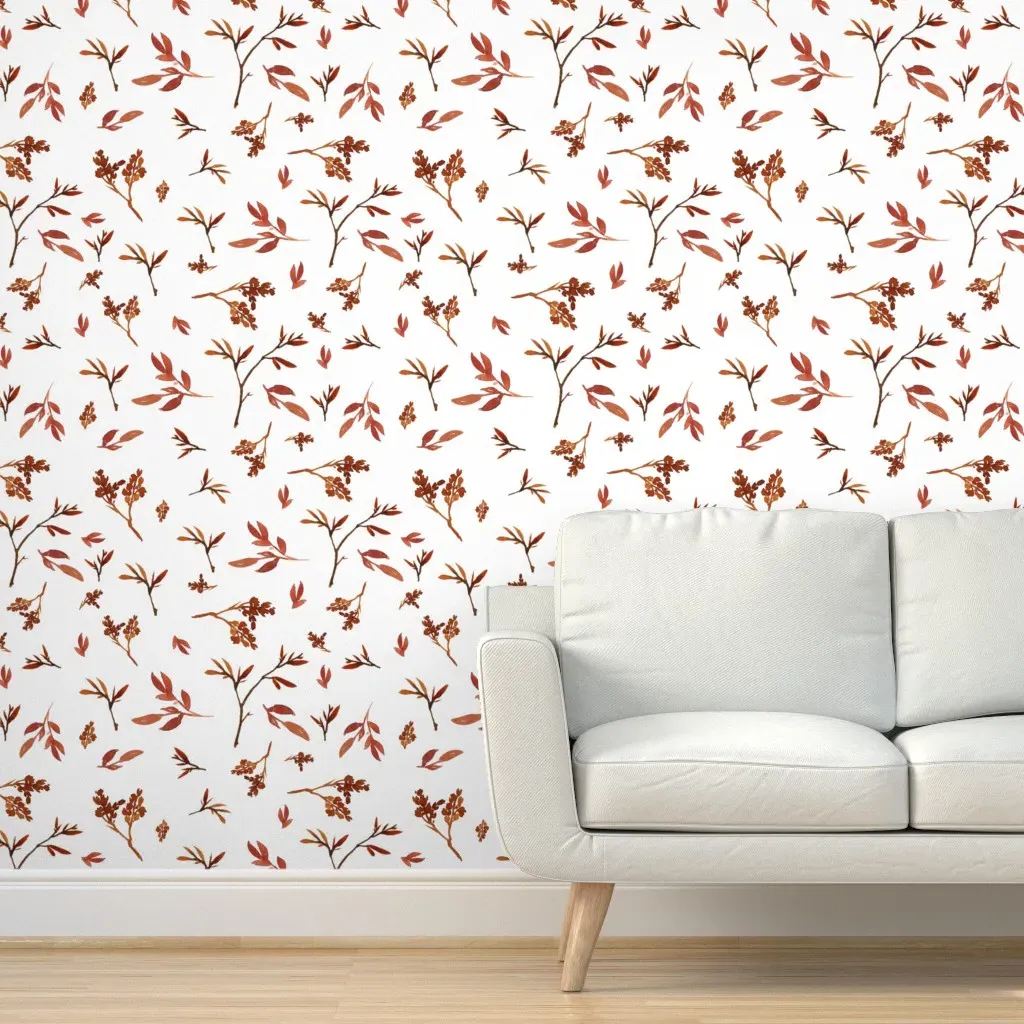 Rusty Branches And Leaves Peel and Stick Wallpaper - Burnt Orange product