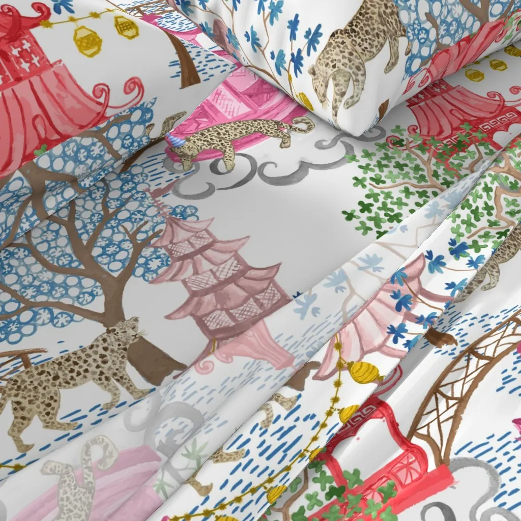 Ruth Party Leopards Pagoda Forest Twin Sheet Set - Blue Teal alternate view