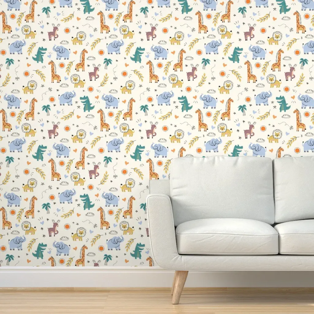 Safari Animals Peel and Stick Wallpaper - Orange product