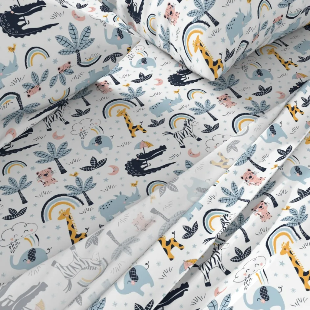 Safari Baby Nursery Small Twin Sheet Set - Blue alternate view