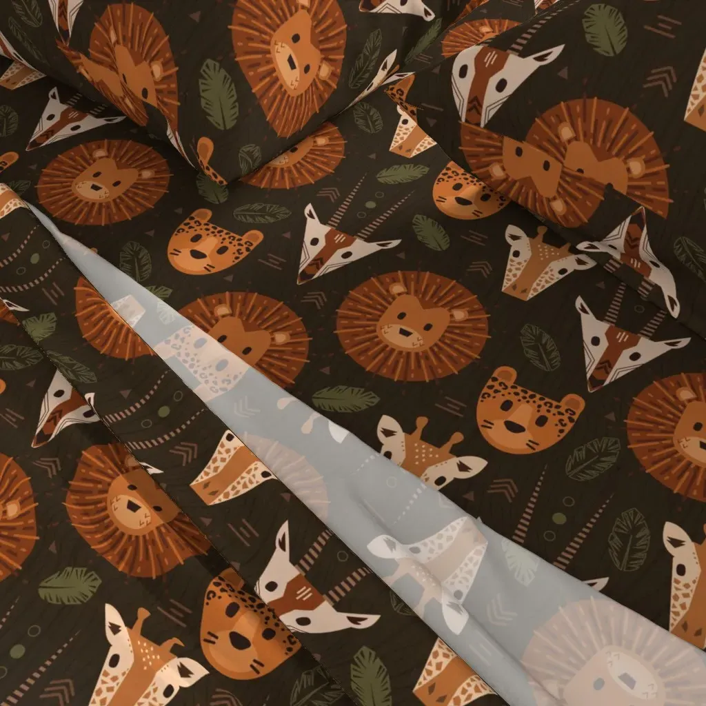 Safari Creatures Lion Giraffe Leopard Queen Sheet Set - Burnt Orange alternate view