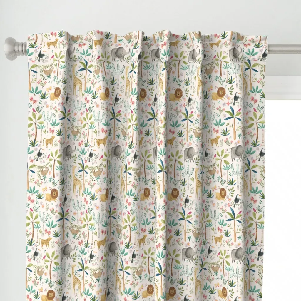 Safari Party Light Curtain Panel - Off-White alternate view