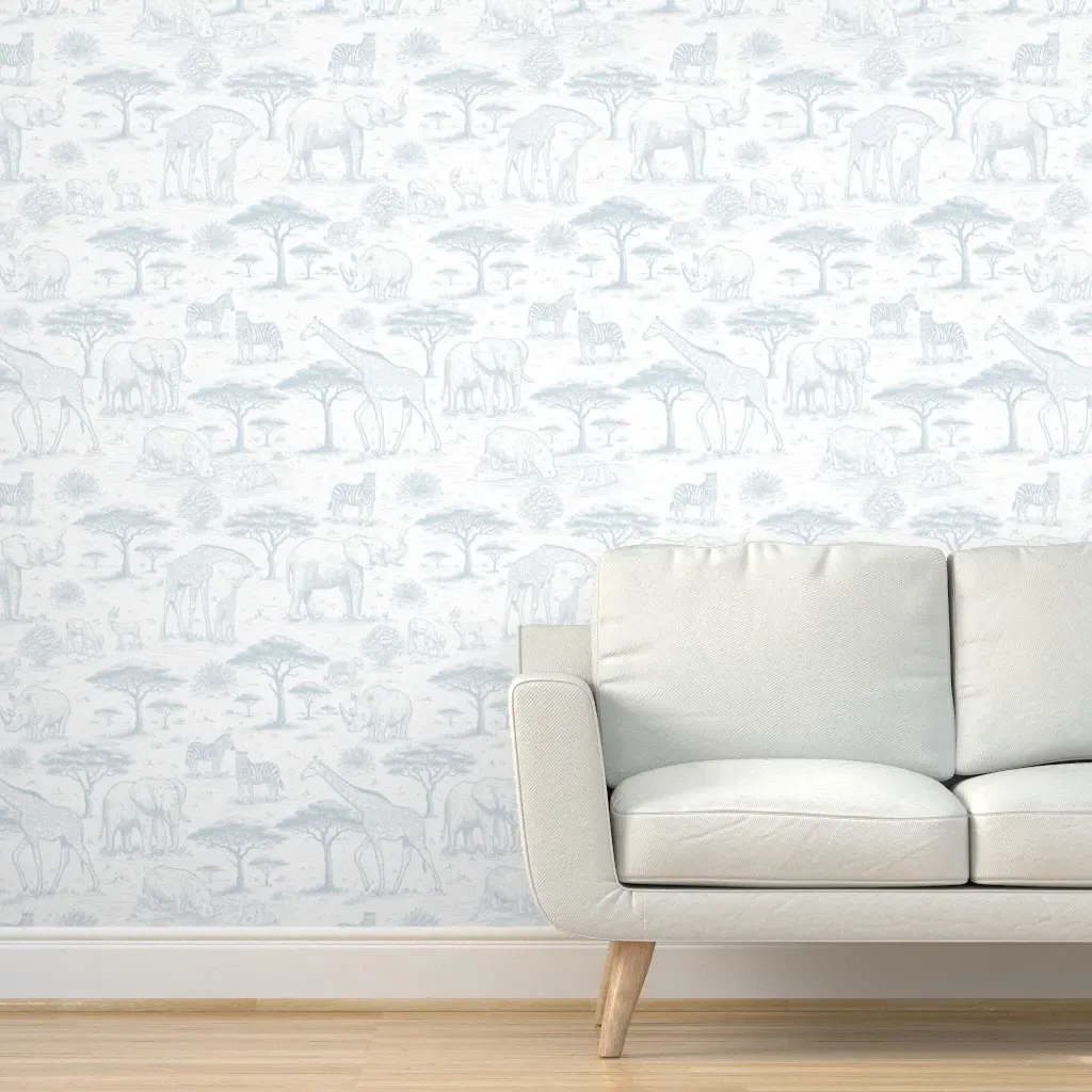 Safari Toile De Jouy Peel and Stick Wallpaper - Light Blue product