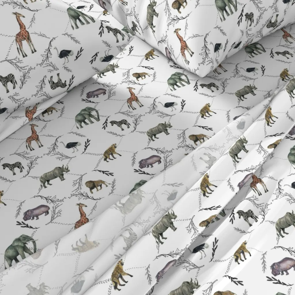 Safari Toile Queen Sheet Set - Gray alternate view