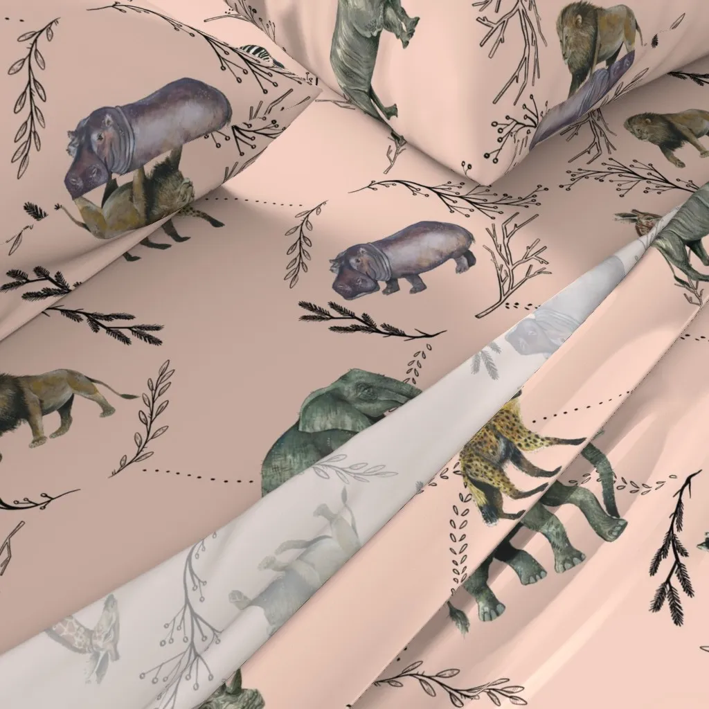 Safari Toile Queen Size Sheet Set - Pink alternate view