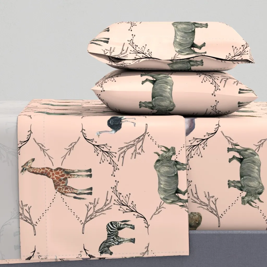 Safari Toile Queen Size Sheet Set - Pink product