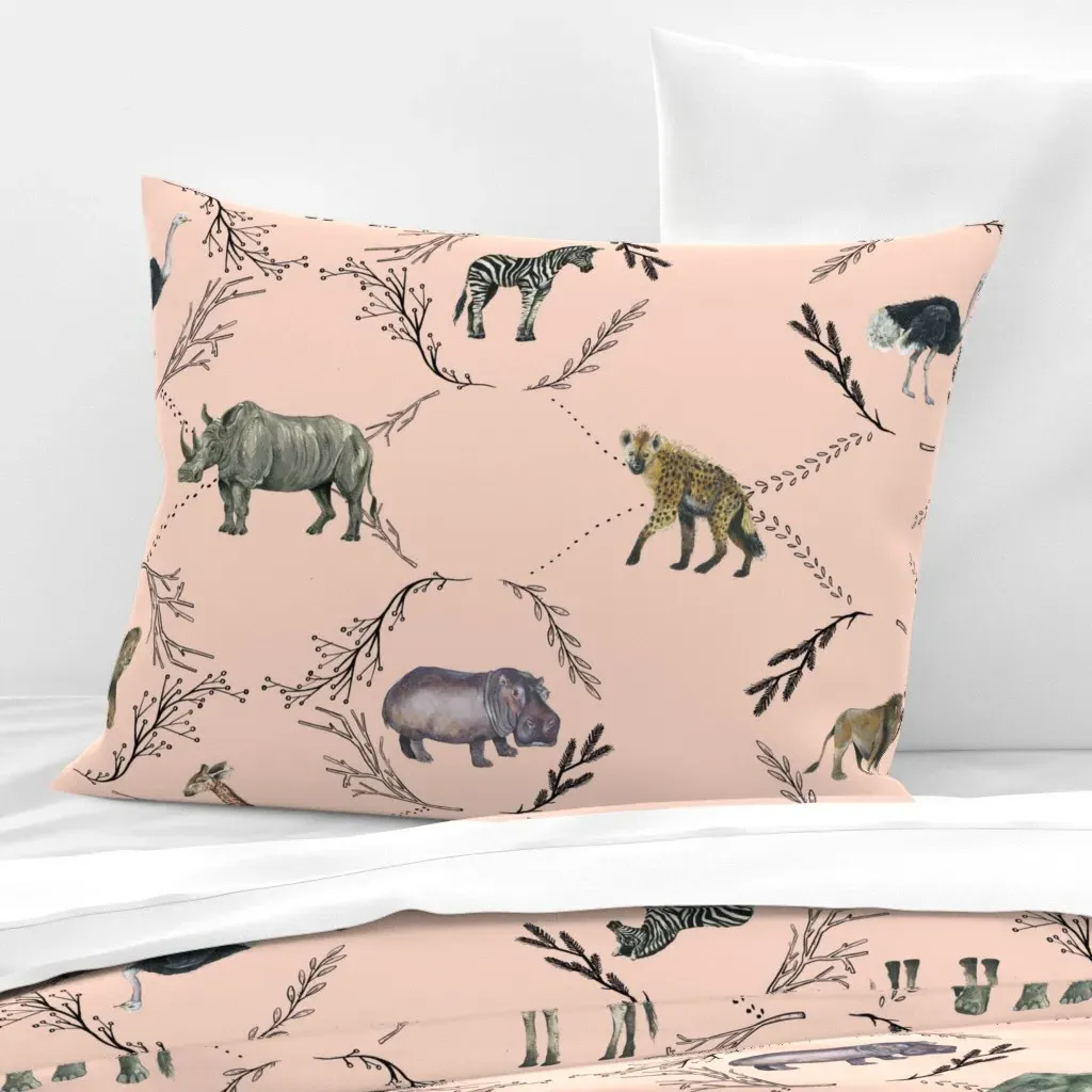 Safari Toile Standard Knife Edge Cushion Cover - Pink, Cotton Sateen product
