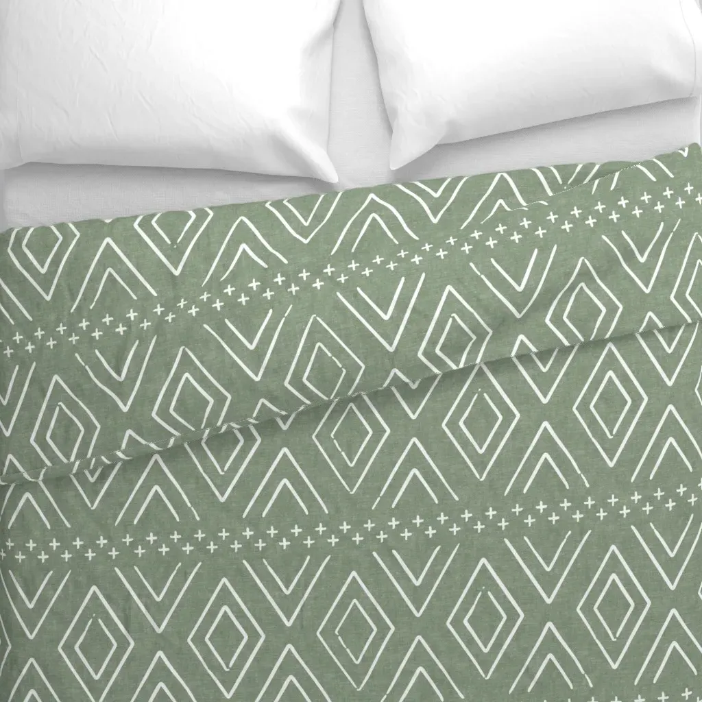 Safari Wholecloth Diamonds Duvet Cover - Sage Green alternate view