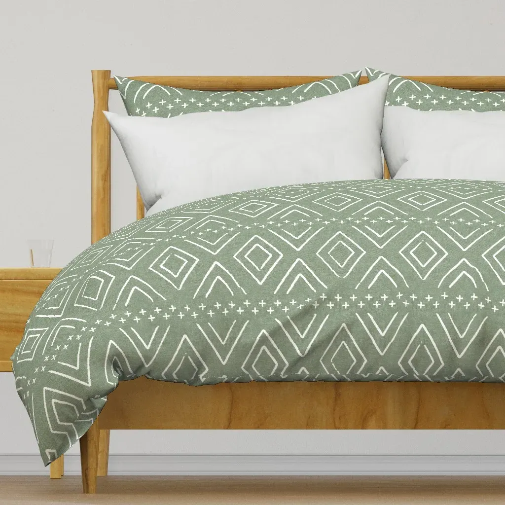Safari Wholecloth Diamonds Duvet Cover - Sage Green product