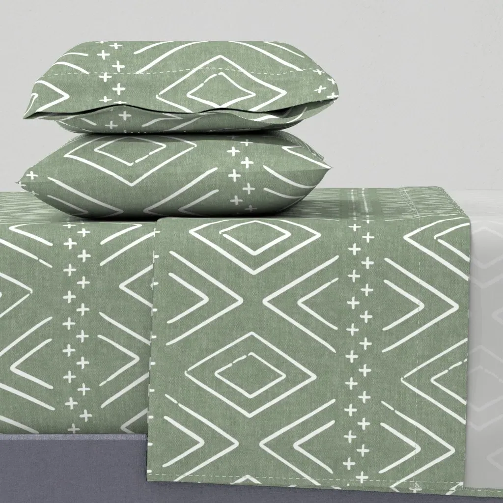 Safari Wholecloth Diamonds King Sheet Set - Sage Green product