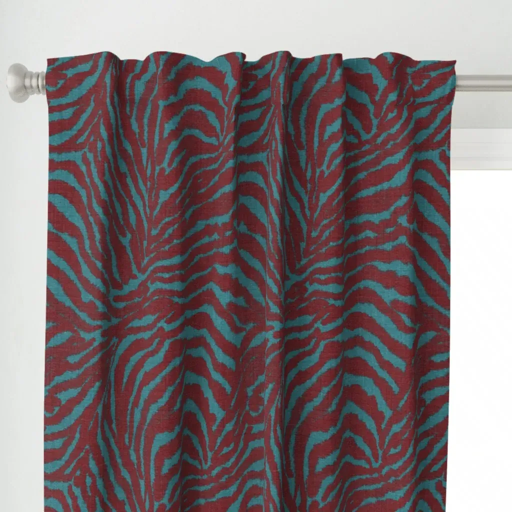 Safari Zebra Tiger Curtain Panel - Red alternate view