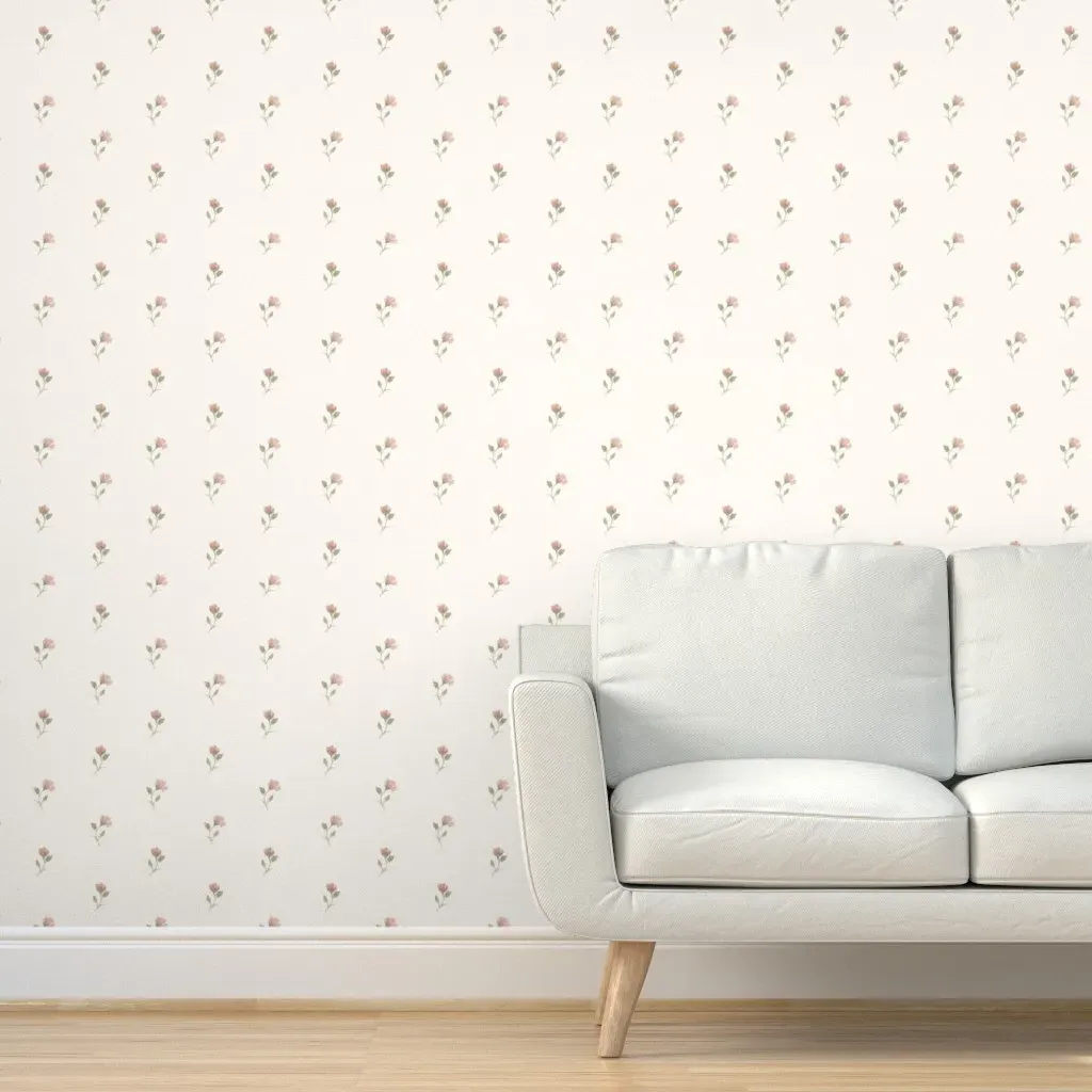 Sage and Blush Flower Peel and Stick Wallpaper - Blush Pink product
