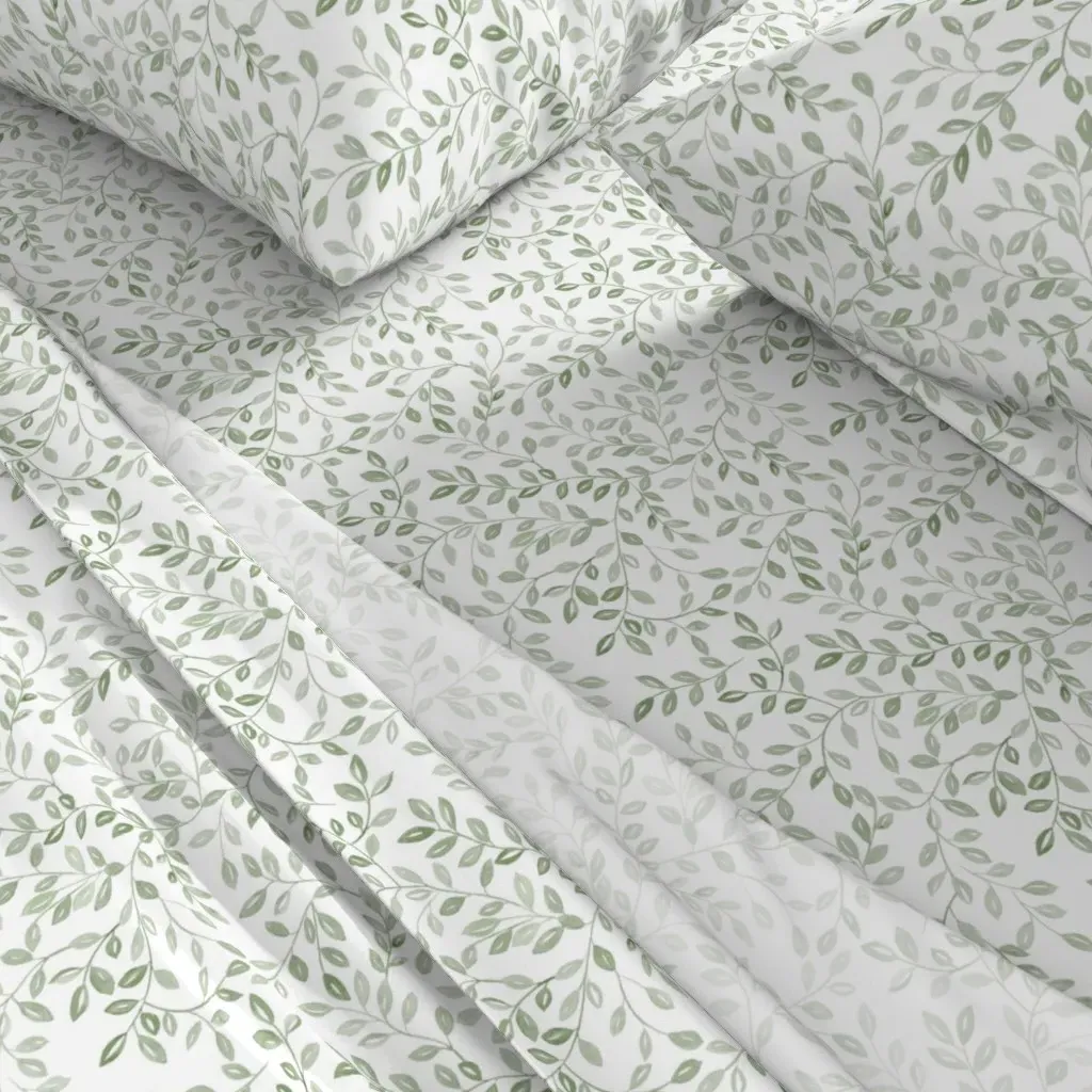 Sage Garden Leaves Full Sheet Set - Green alternate view
