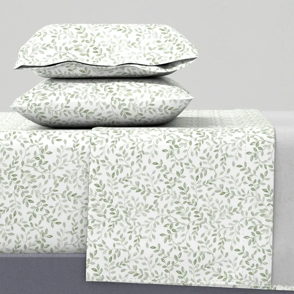 Sage Garden Leaves Full Sheet Set - Green product