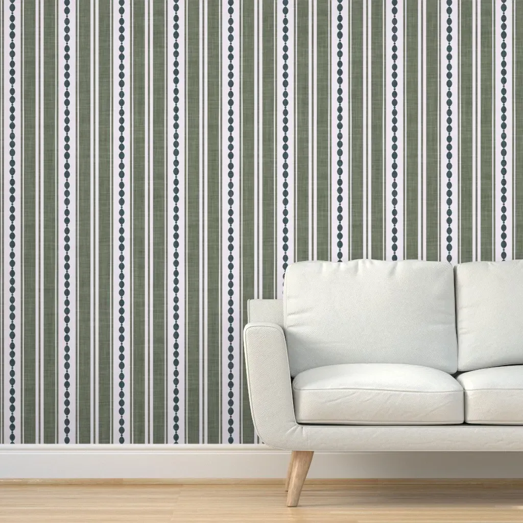 Sage Green Decorative Lines Peel and Stick Wallpaper - Sage Green product