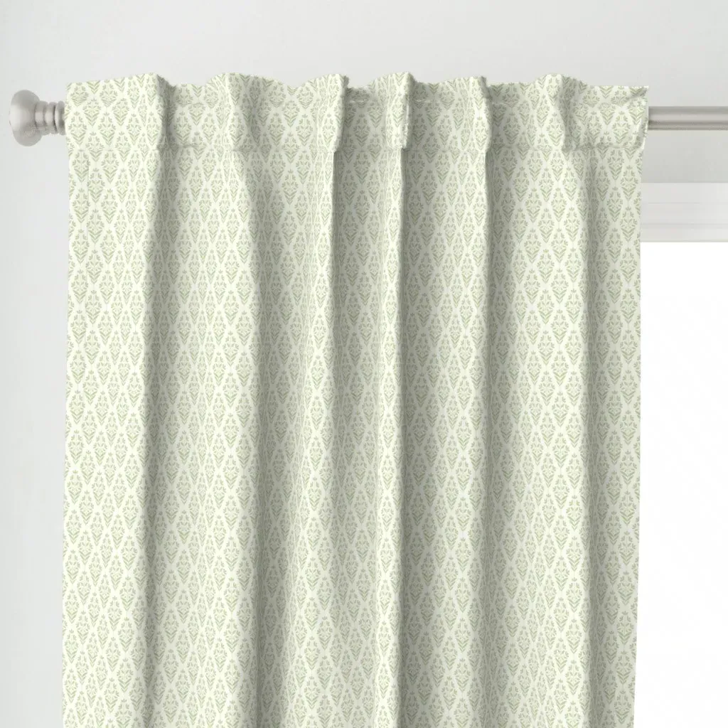Sage Green Floral Diamond Curtain Panel alternate view