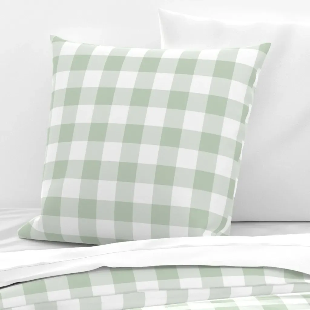 Sage Green Gingham Vintage Plaid Euro Pillow Sham product
