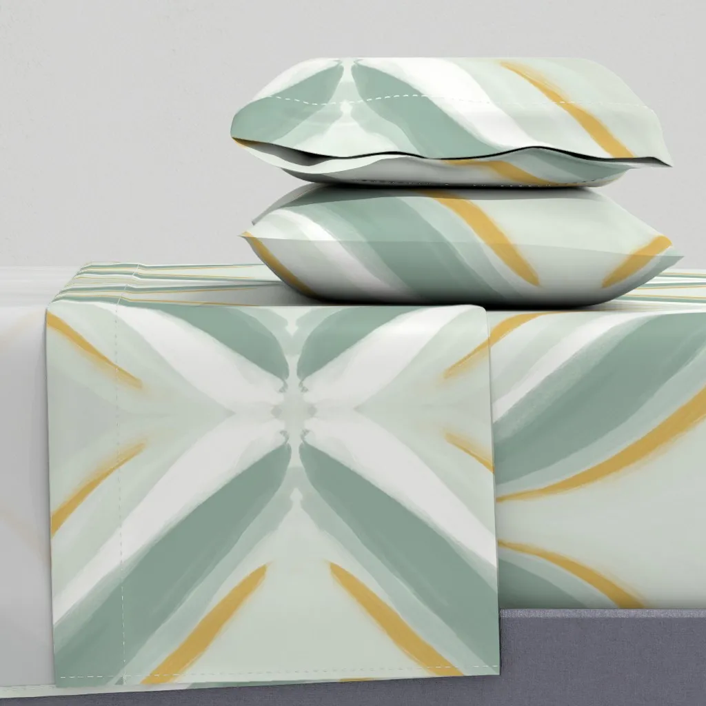 Sage Green & Mustard Abstract King Size Sheet Set product