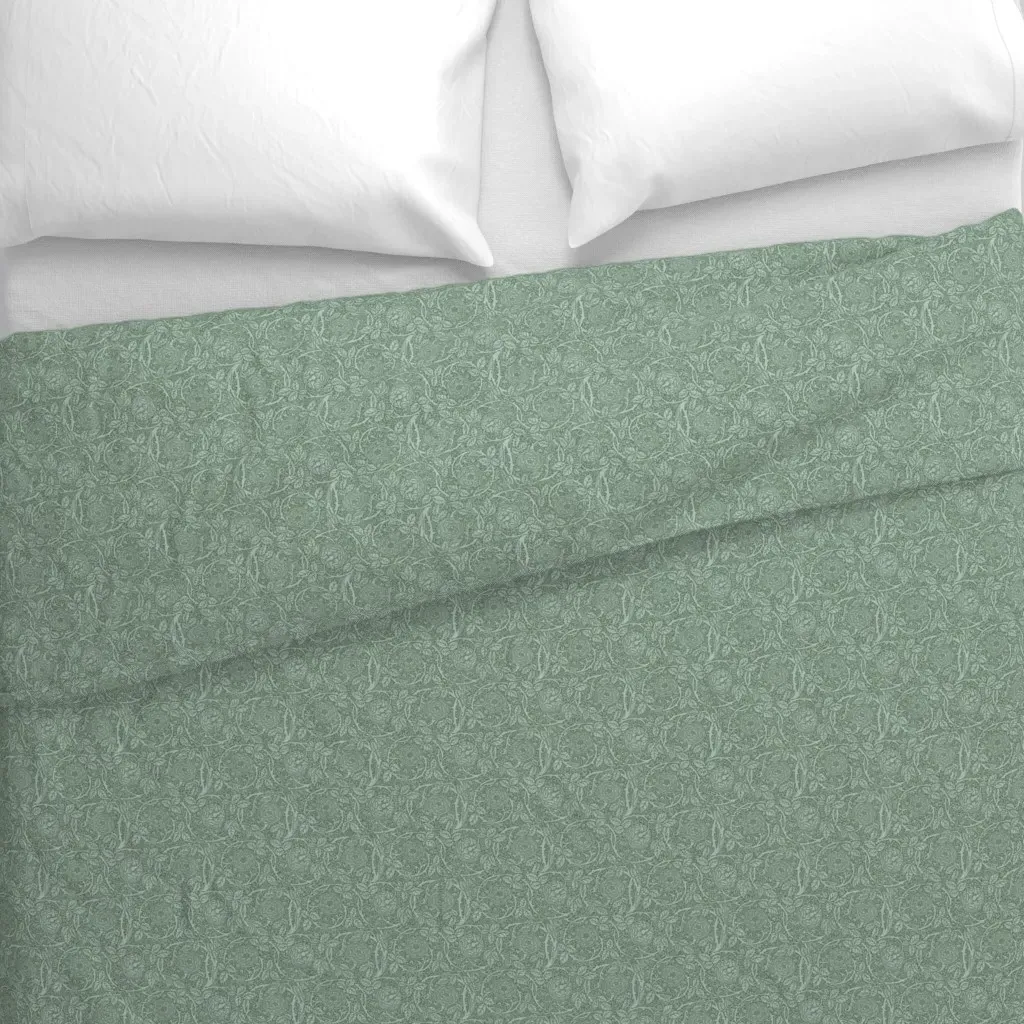 Sage Green Roses Duvet Cover alternate view