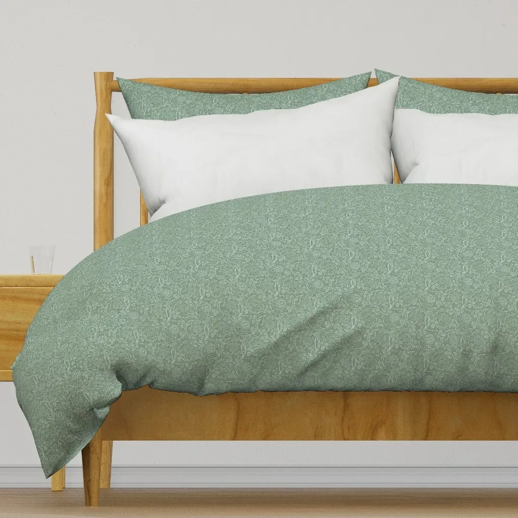 Sage Green Roses Duvet Cover product