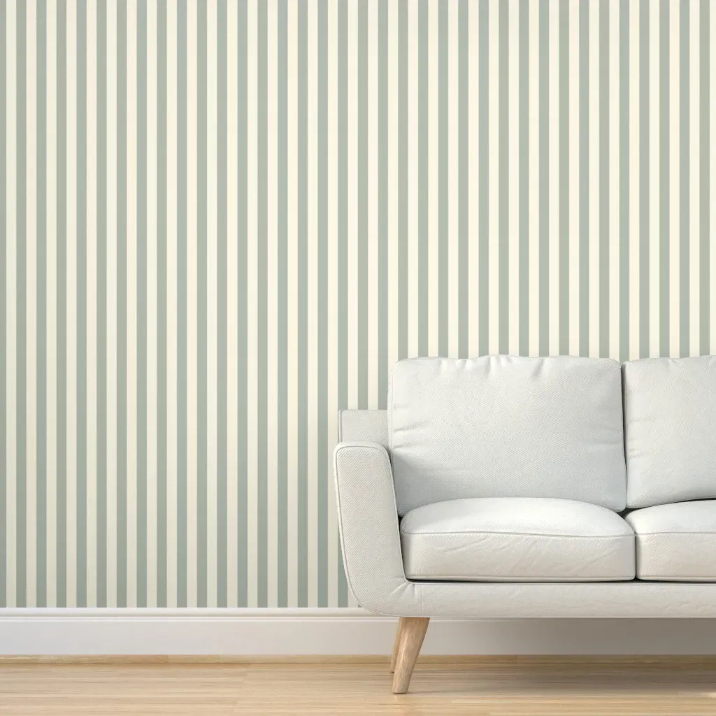 Sage Green Stripe Peel and Stick Wallpaper - Off-White, Linen product