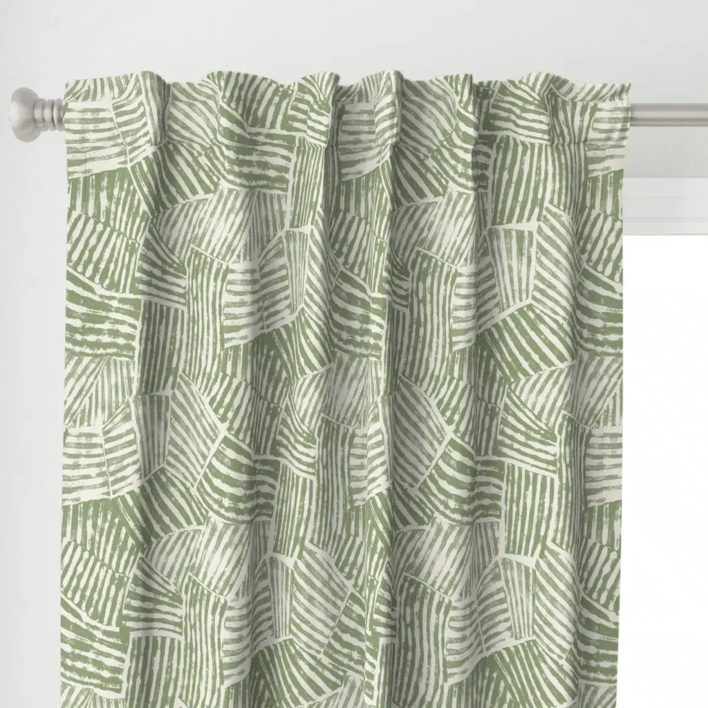 Sage Green Wallpaper Mid Curtain Panel - Sage Green alternate view