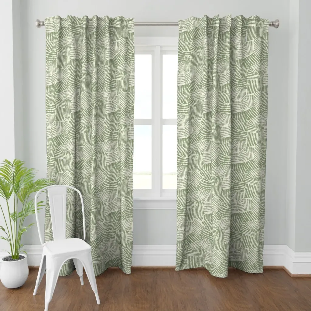 Sage Green Wallpaper Mid Curtain Panel - Sage Green product