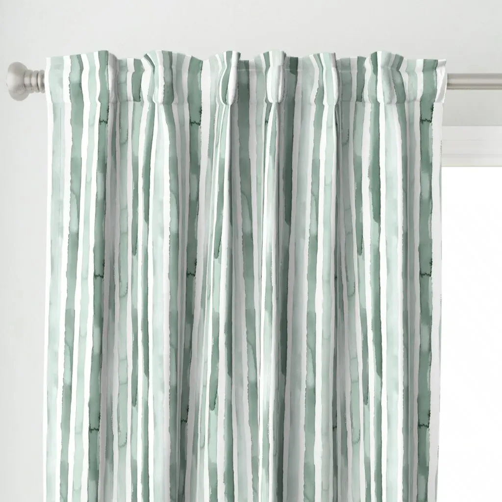 Sage Green Watercolor Curtain Panel - Green alternate view
