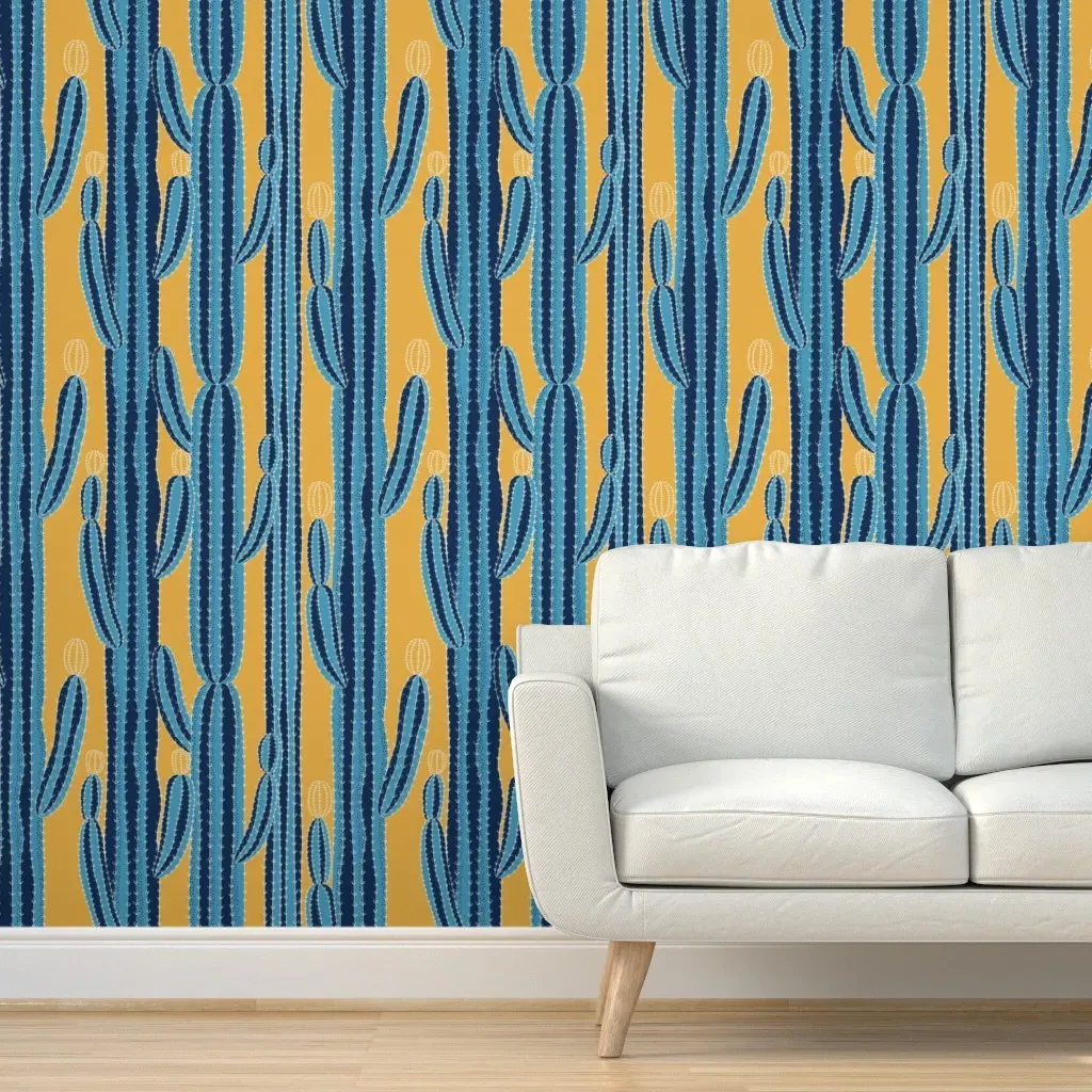 Saguaro Prickle Peel and Stick Wallpaper - Teal product