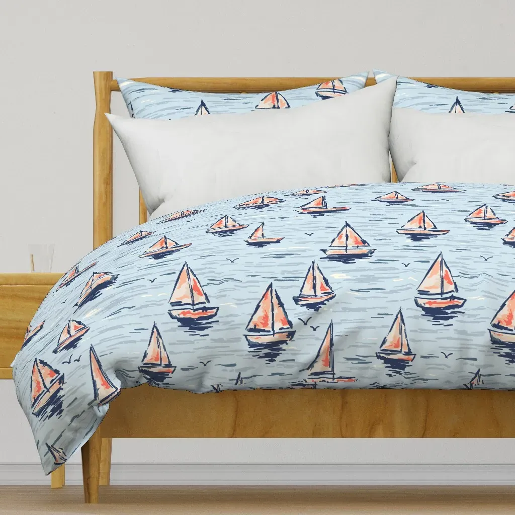 Sail Away Dark Large Duvet Cover - Light Blue product