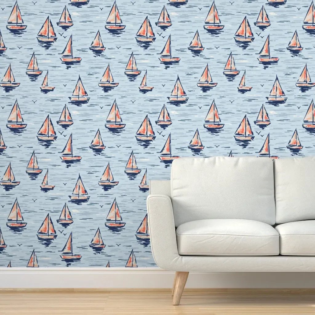 Sail Away Peel and Stick Wallpaper - Light Blue product