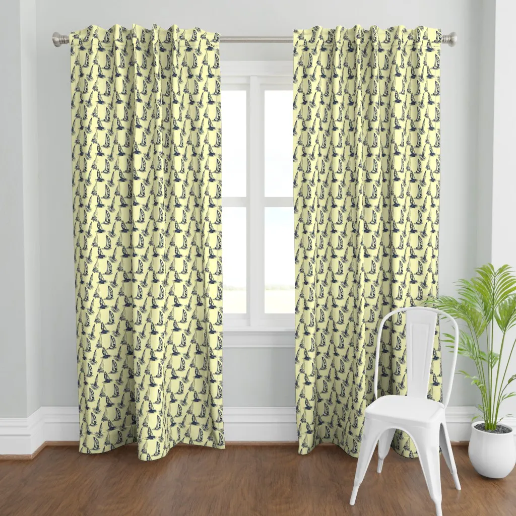 Sailboat Sketches Curtain Panel - Navy Blue product