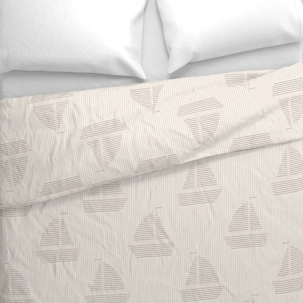 Sailboat Ticking Stripes Duvet Cover - Beige alternate view