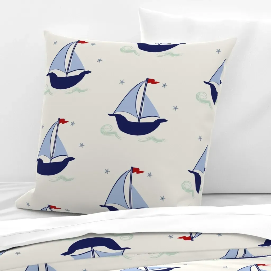 Sailboats Nautical Large Scale Euro Pillow Sham - Navy Blue product