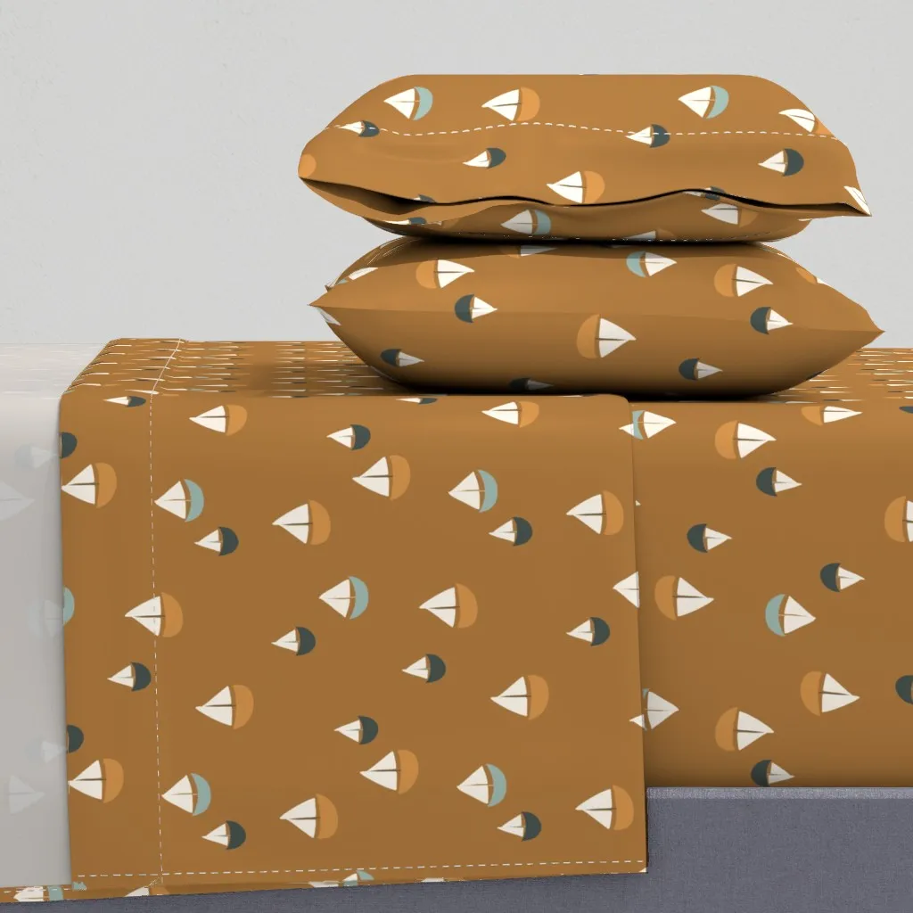 Sailboats Twin Sheet Set - Ochre product