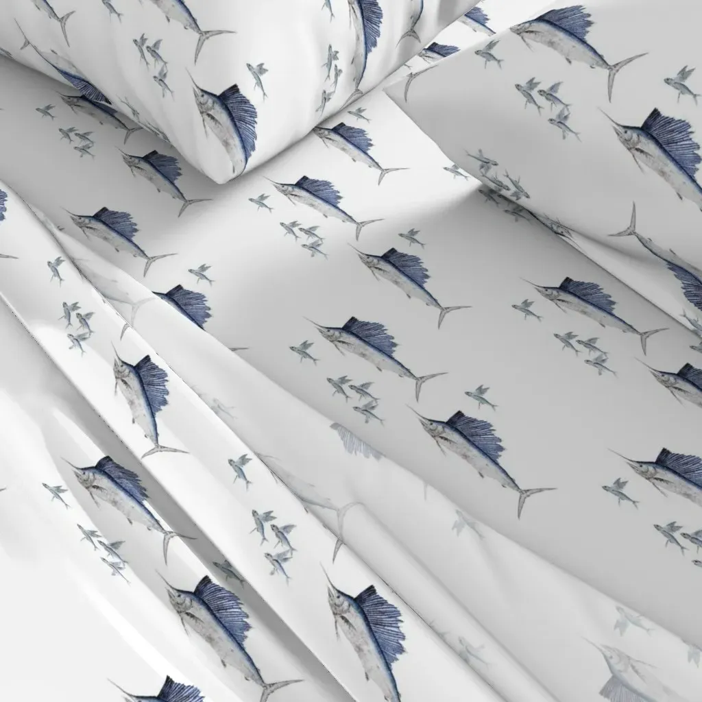 Sailfish And Flying Fish Full Sheet Set - Blue alternate view