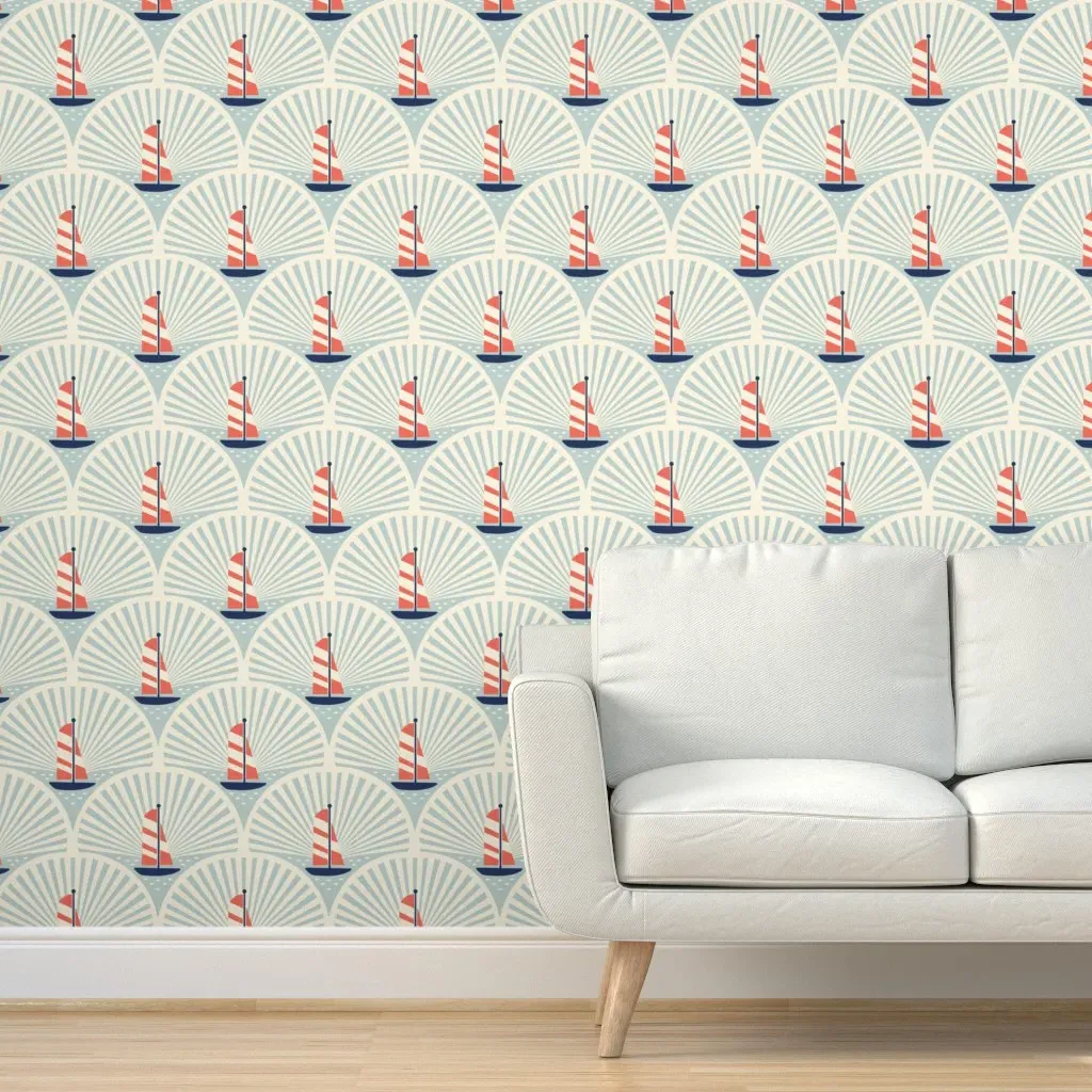 Sailing In A Seashell Peel and Stick Wallpaper - Coral product