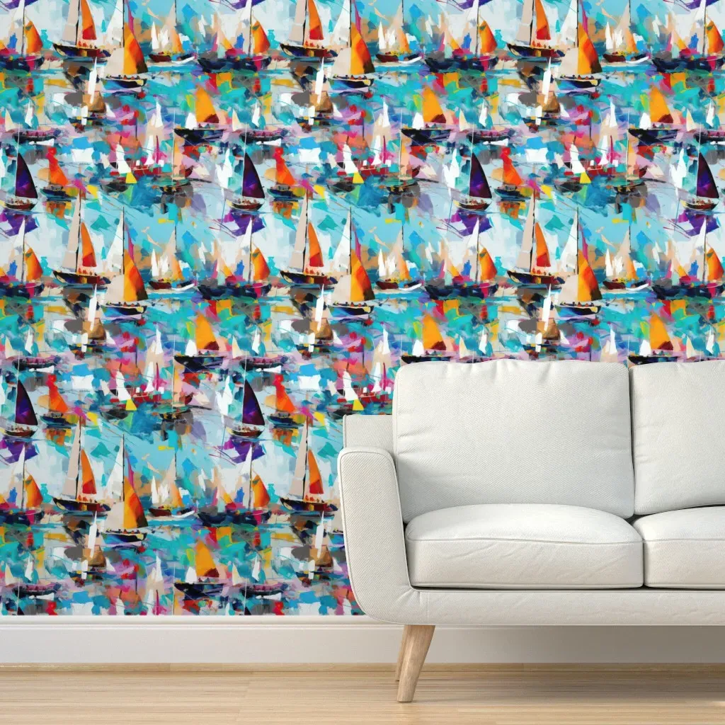 Sailing In The Sun Peel and Stick Wallpaper - Turquoise product